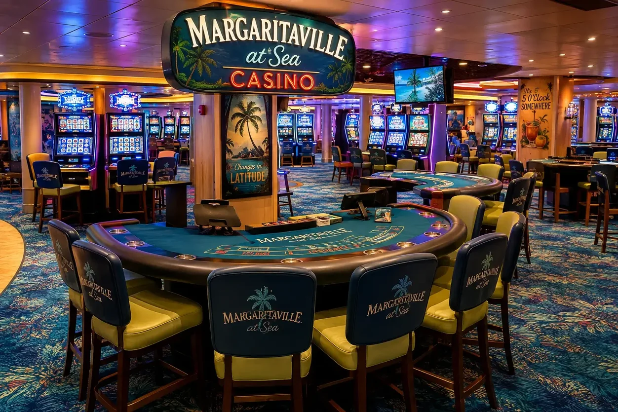 Margaritaville at Sea casino host desk and players club concept showing VIP service, host support, and casino comp review impressions.