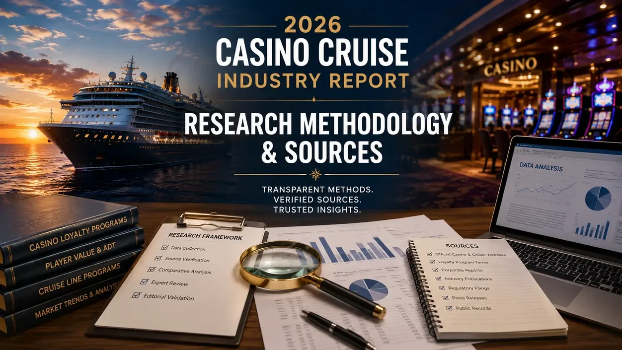 Research Methodology and Sources chapter of the 2026 Casino Cruise Industry Report showing cruise, casino and verified data-analysis materials