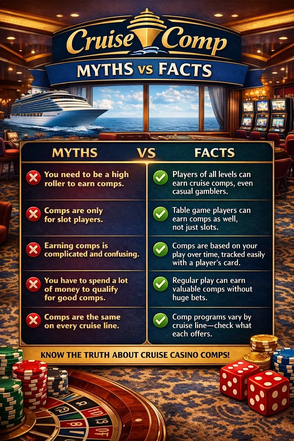 Casino players celebrating cruise casino rewards while learning how to get a comped casino cruise