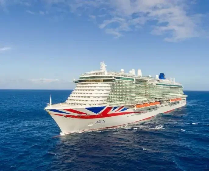 P&O Cruises casino floor with slot machines and table games