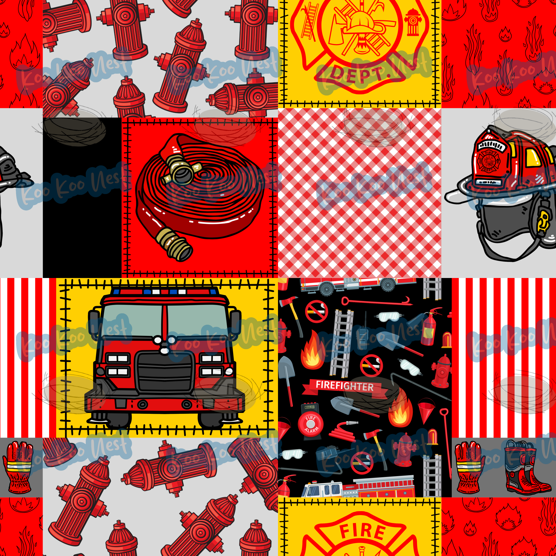 Firefighter Patchwork Boys