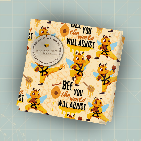 Bee You the world will adjust honey comb fabric boy