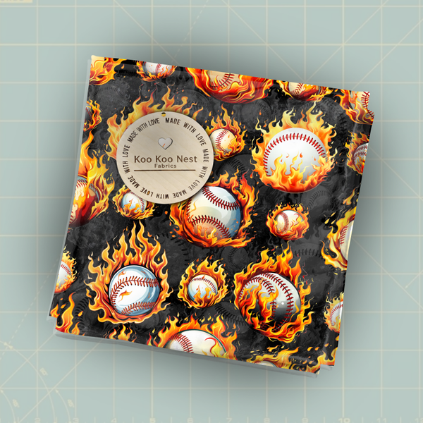 Baseball on Fire Flames Sports Boy
