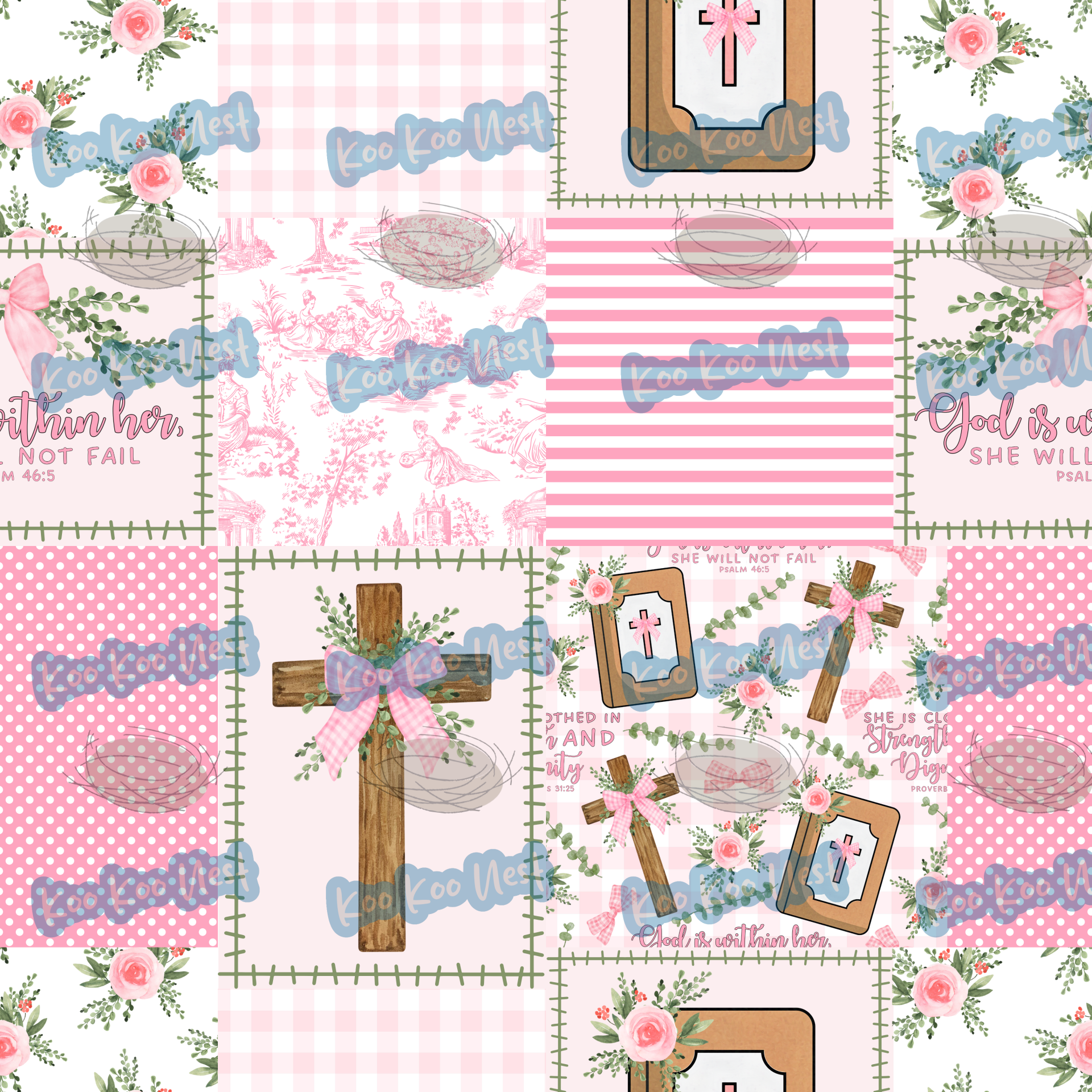 She will not fail Pink Christian patchwork