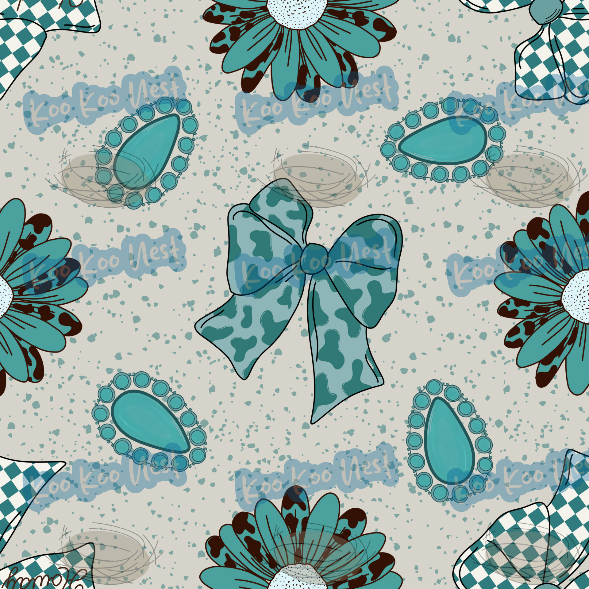 Western Bows Teal Country Girl