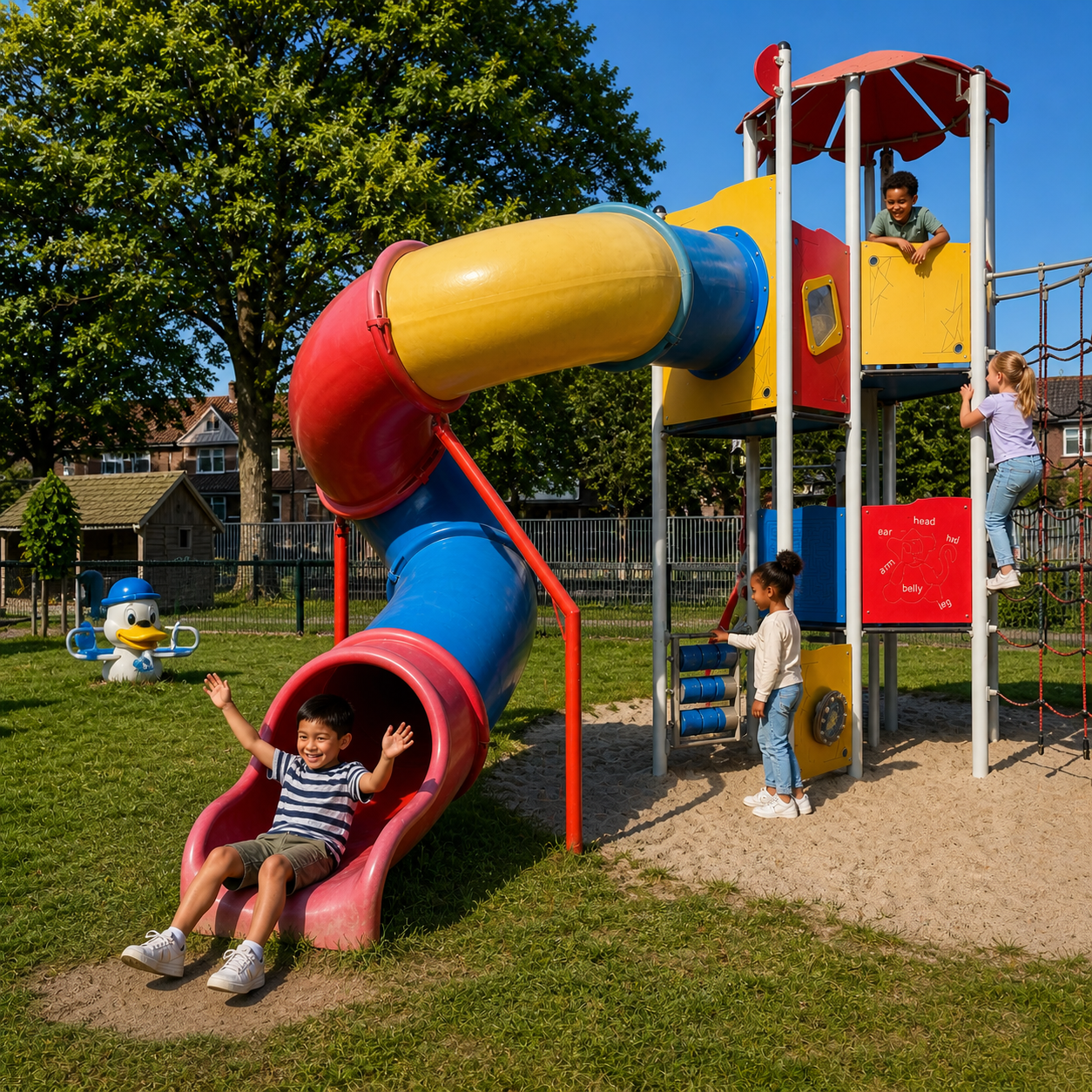 Speeltuin Het Noorden Zwolle - onze kleurenglijbaan met klimrek