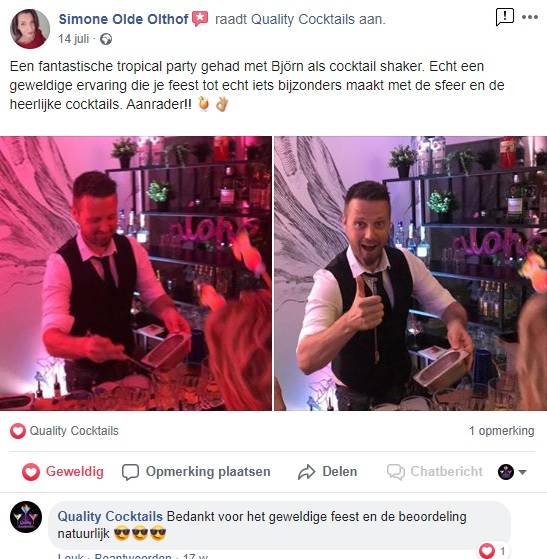 Cocktailbar huren met cocktailshaker