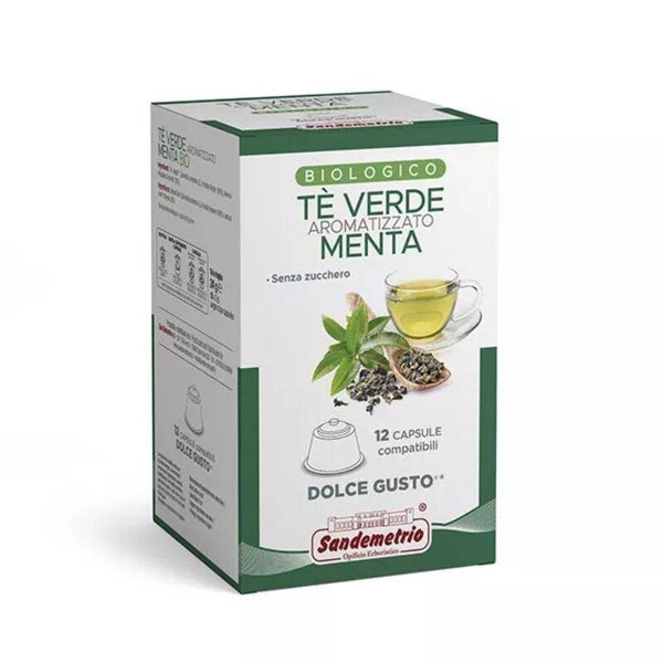 Sandemetrio Tè Verde Aromatizzato alla Menta - 12 Capsule Compatibili Dolce Gusto