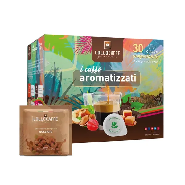 Lollo Caffè Aromatizzato Nocciola - 30 Cialde Compostabili ESE 44 mm