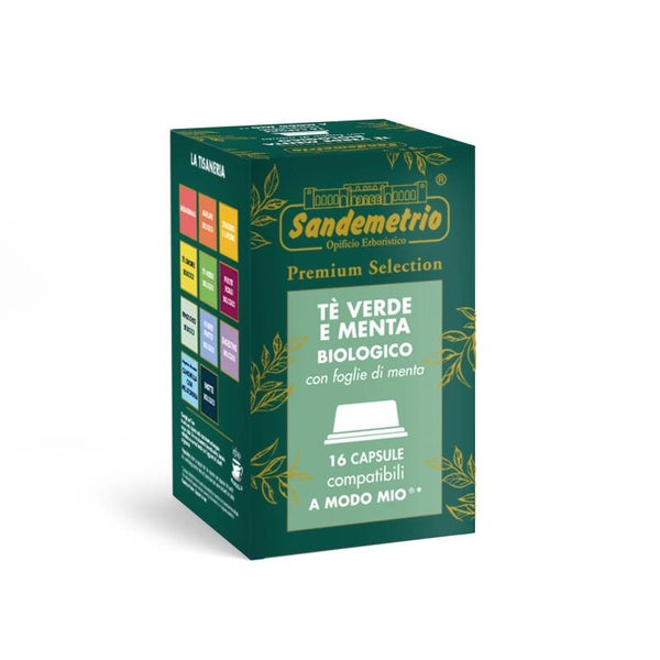 Sandemetrio Tè Verde e Menta - 16 Capsule Compatibili A Modo Mio