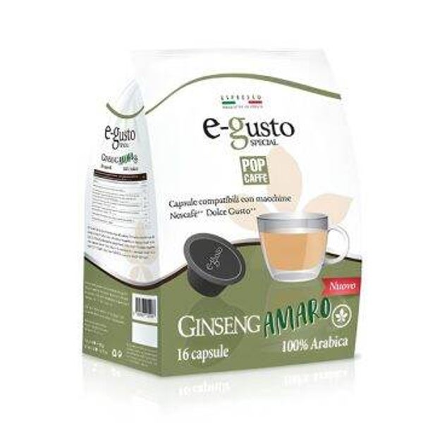 Pop Caffè E-Gusto Ginseng Amaro- 16 Capsule Compatibili Dolce Gusto