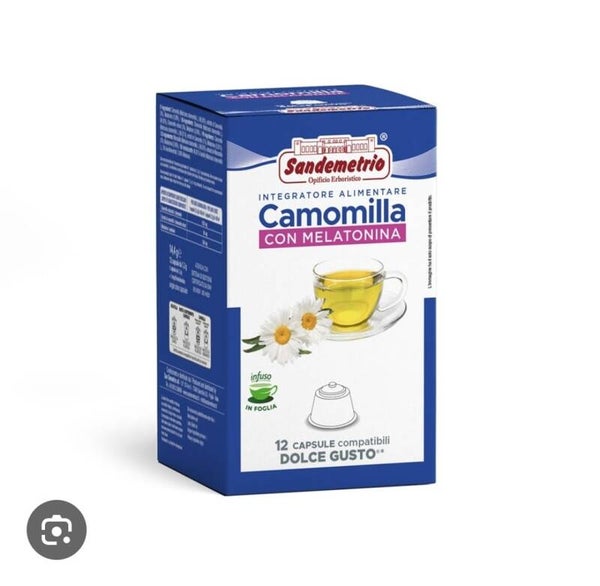 Sandemetrio Camomilla con Melatonina - 12 Capsule Compatibili Dolce Gusto
