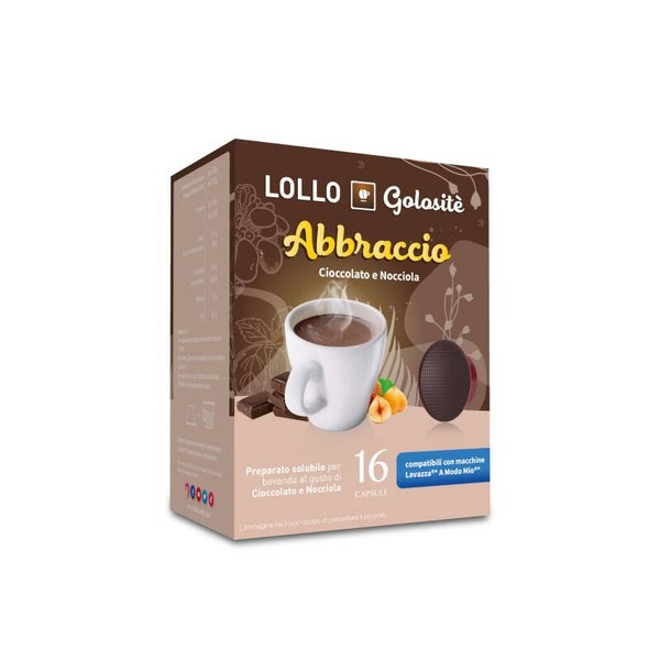 Lollo Caffè Golositè Abbraccio Cioccolata e Nocciola- 16 Capsule Compatibili A Modo Mio