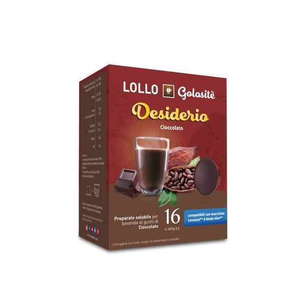 Lollo Caffè Golositè Desiderio Cioccolata - 16 Capsule Compatibili A Modo Mio