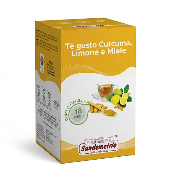 Sandemetrio Tè Gusto Curcuma Limone e Miele - 18 Cialde Compostabili
