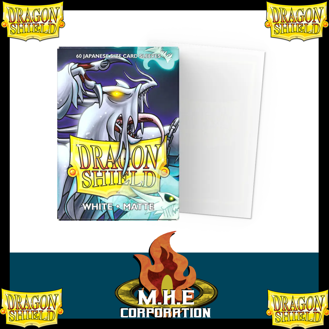 Dragon Shield - 60 protège-cartes Mat - " Format Japonais " White Matte