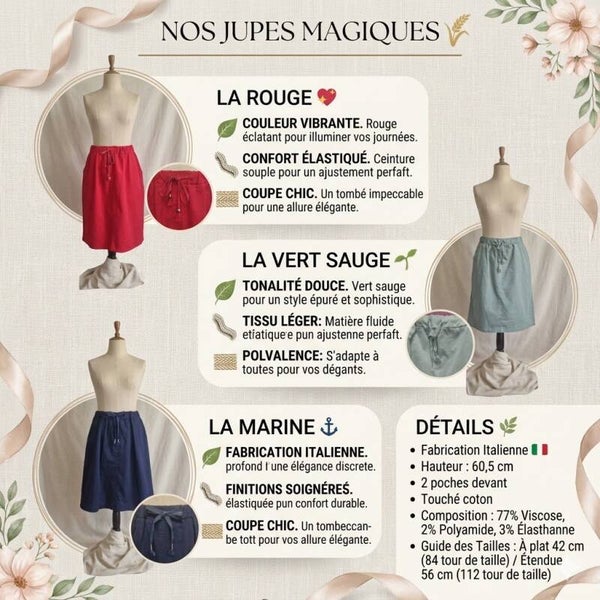 Jupes Magiques "Touché Coton" – Fabrication Italienne