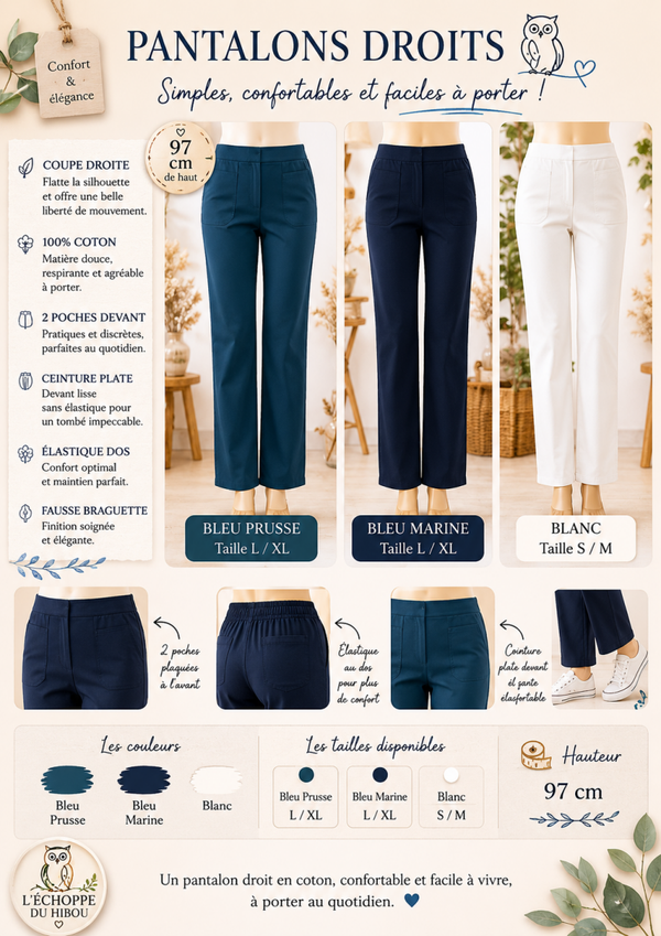 Pantalon droit en coton