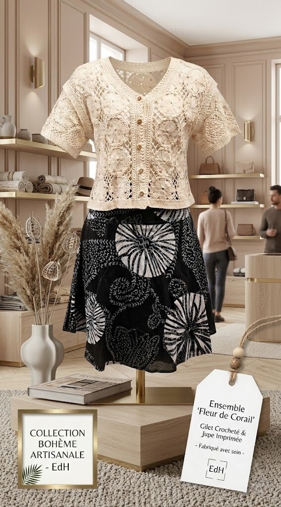 Jupe en coton noire et grise - Marque "Aller Simplement"