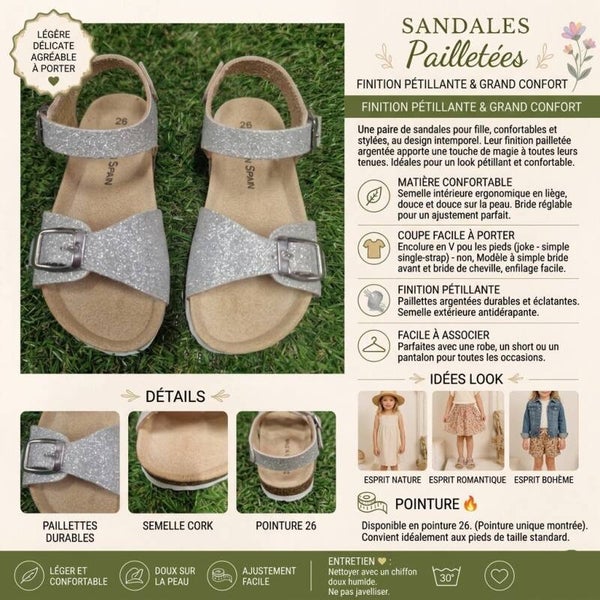 Sandales Pailletées "Petits Pas"