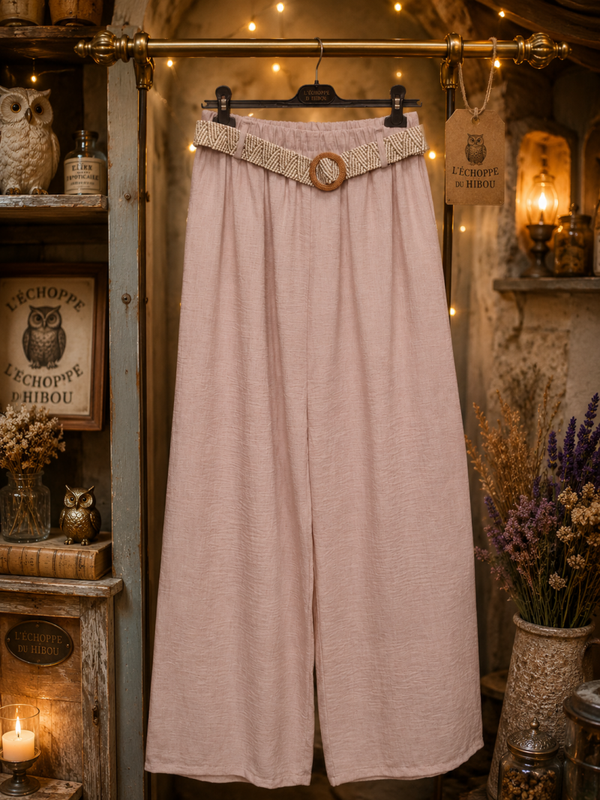 Pantalon Palazzo en coton flammé – Taille 38 à 48/50