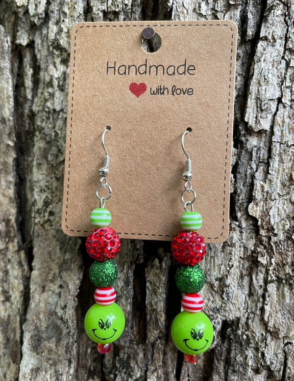 Red & Green Glitter Grinch Earrings