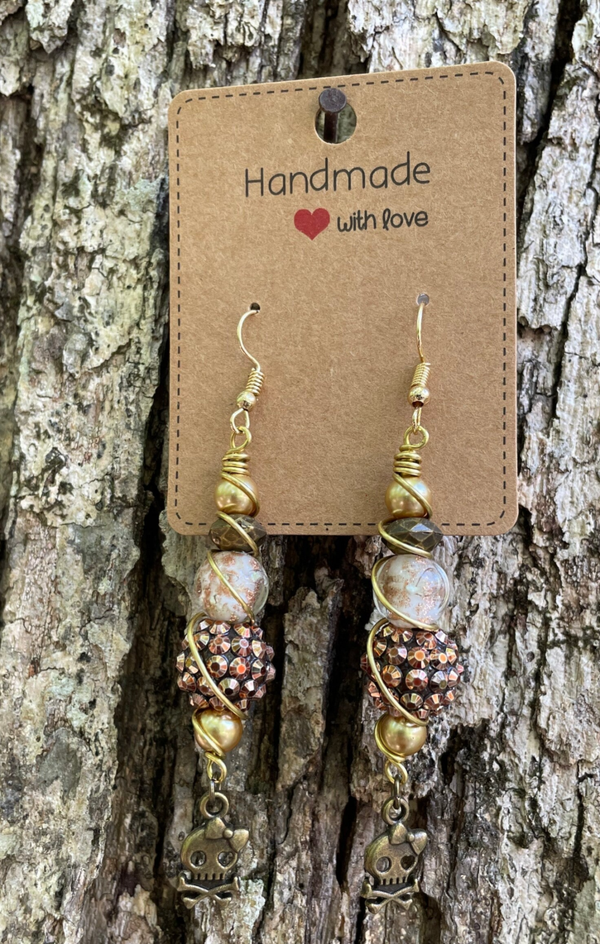 Brass & Gold Skull Earrings