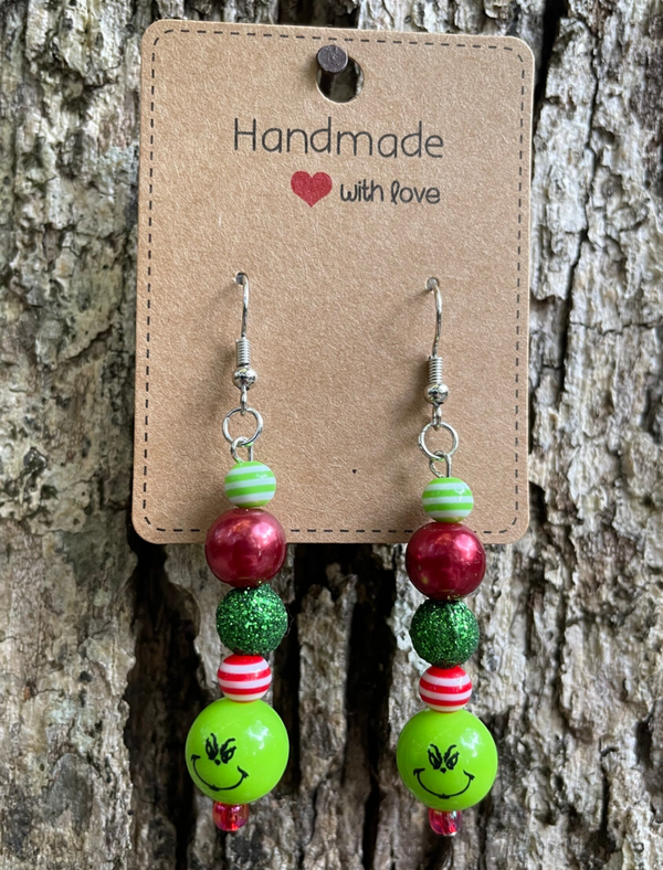 Deep Red Grinch Earrings