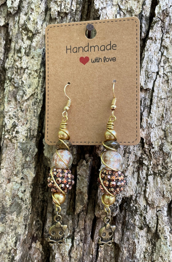 Brass & Gold Skull Earrings