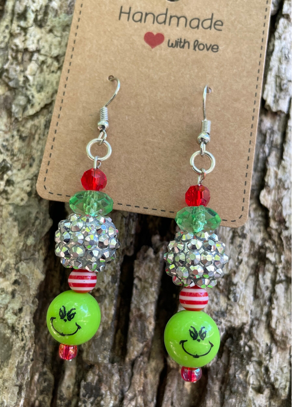 Silver Grinch Earrings