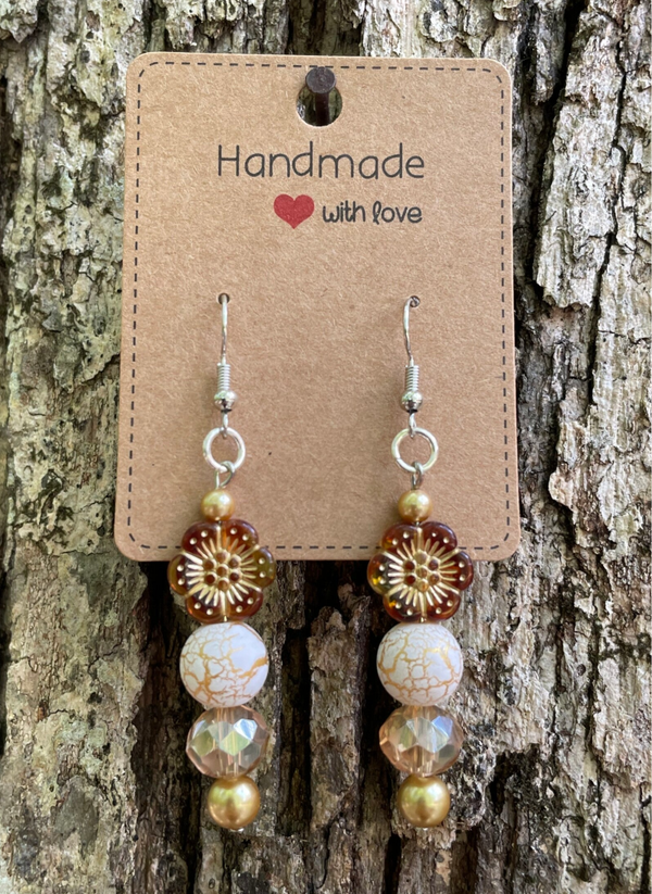 Reddish Brown Flower Earrings