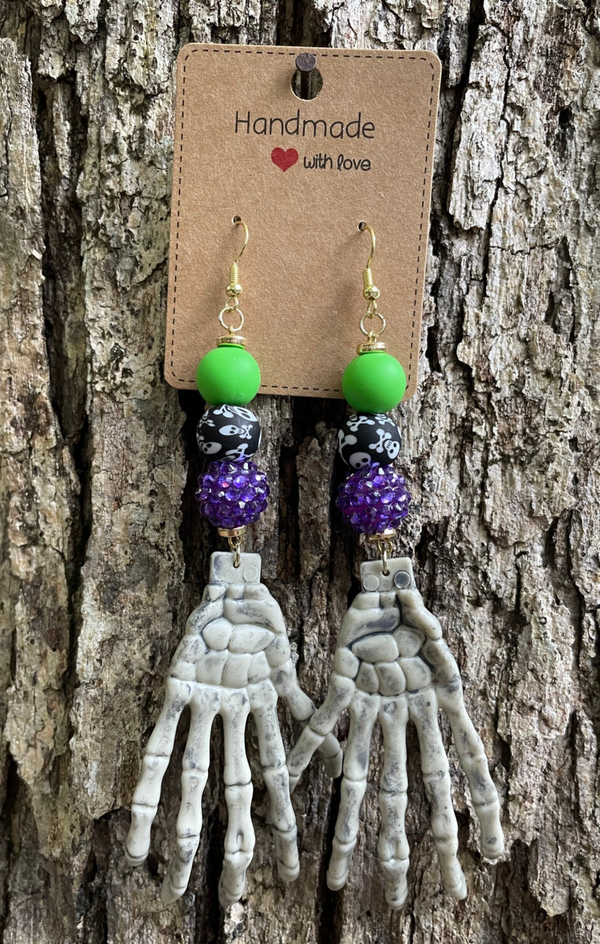 Green & Purple Skeleton Earrings