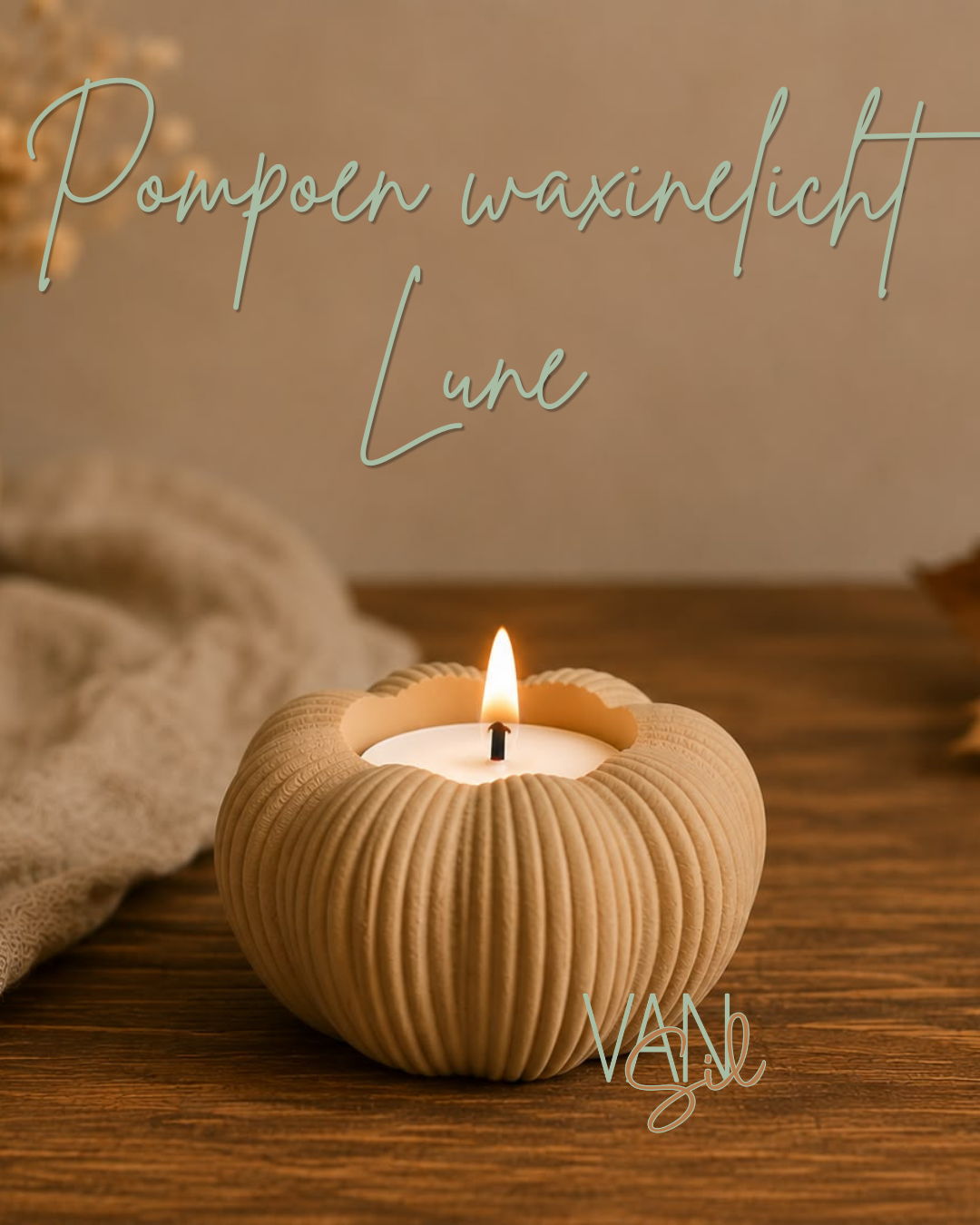 Pompoen waxinelicht Lune