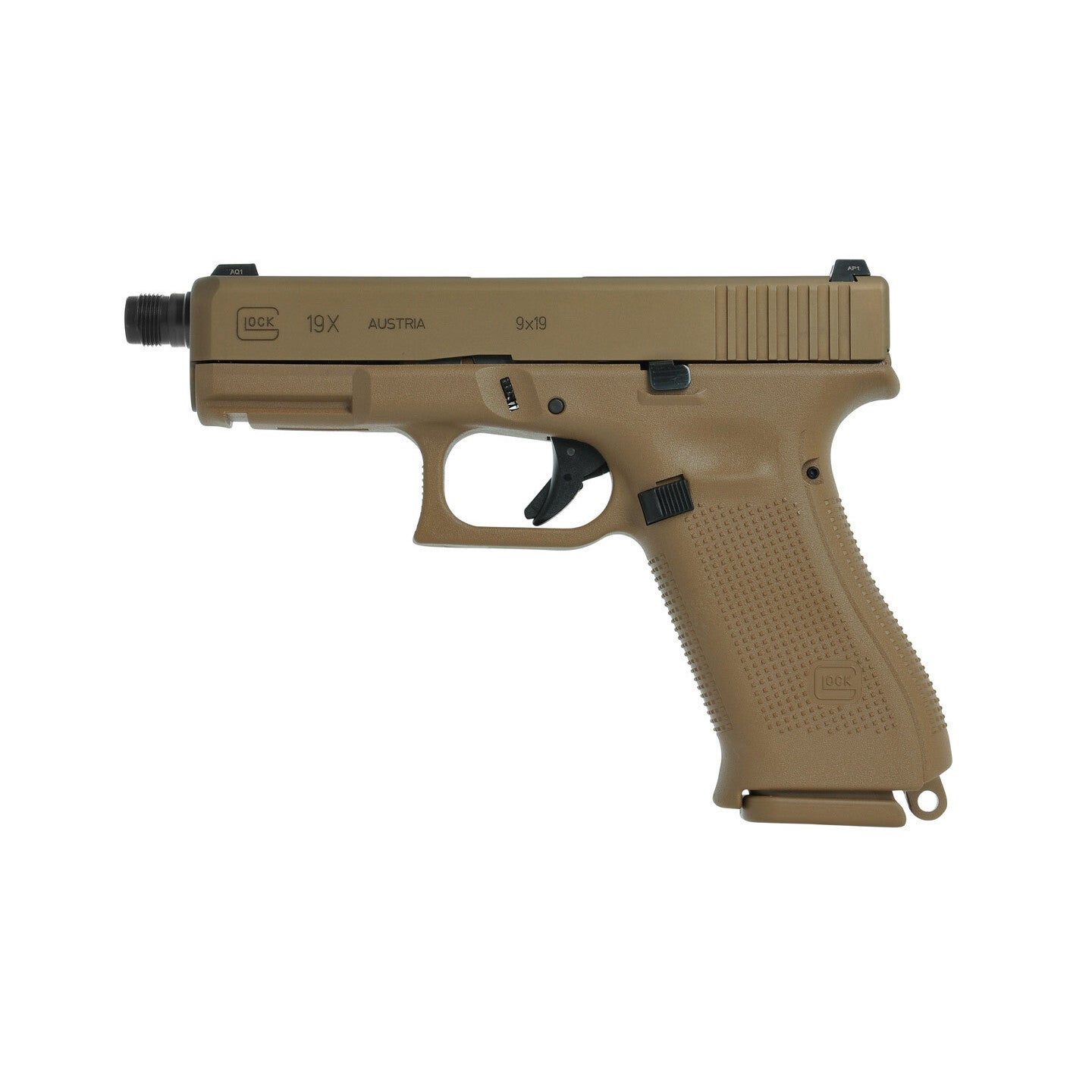 Glock 19X Coyote Fileté 9x19 M13.5x1 LH