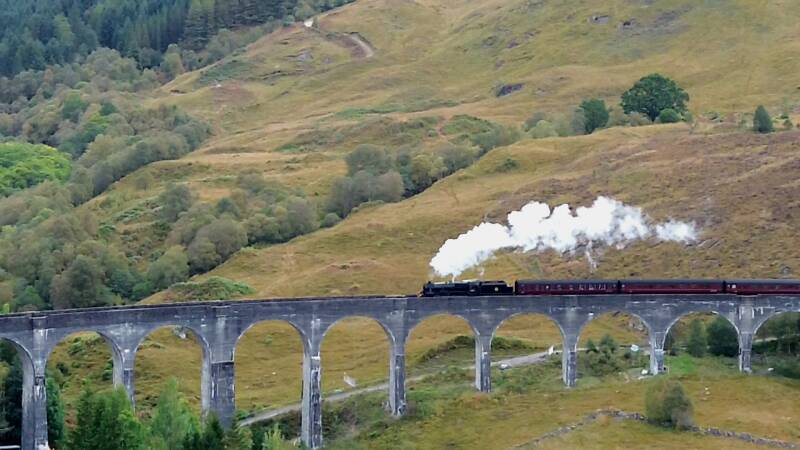 Jacobite Steam Train crossing Glenfinnan Viaduct