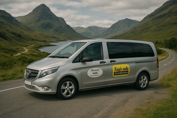 Private hire taxi from Kay’s Cabs on a scenic Highland tour near Glencoe