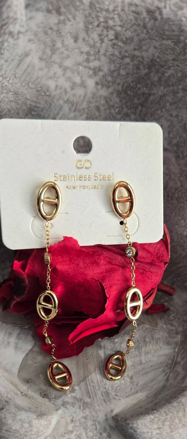 Boucles d'oreilles longue acier inoxydable