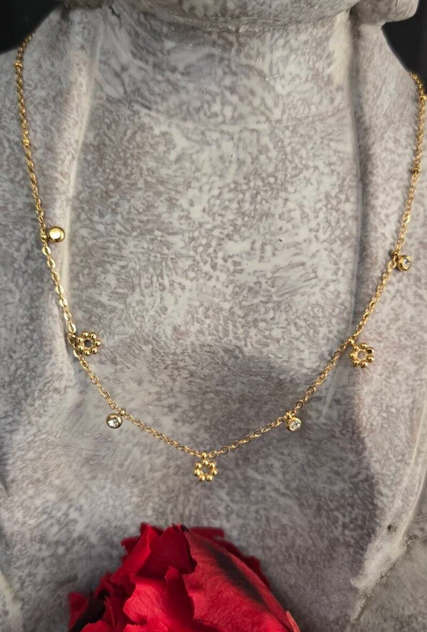 Collier fleurs acier inoxydable
