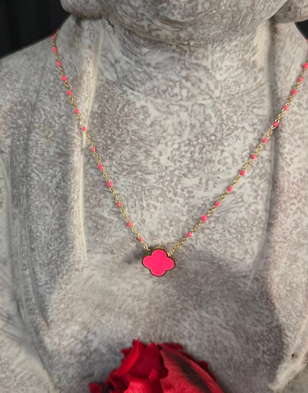 Collier fleur acier inoxydable