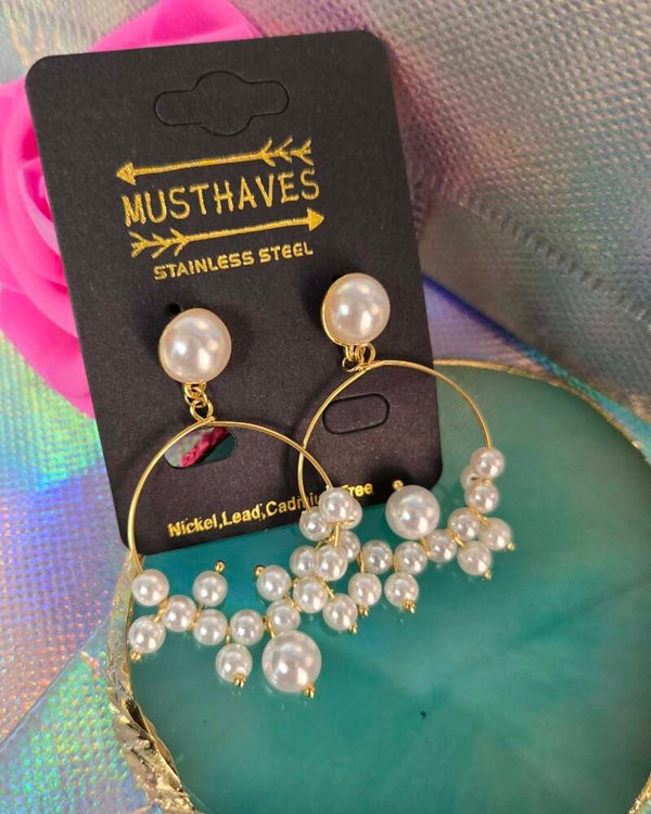 Boucles d'oreilles en acier inoxydable avec perles