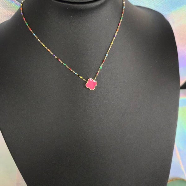 Collier fleur acier inoxydable