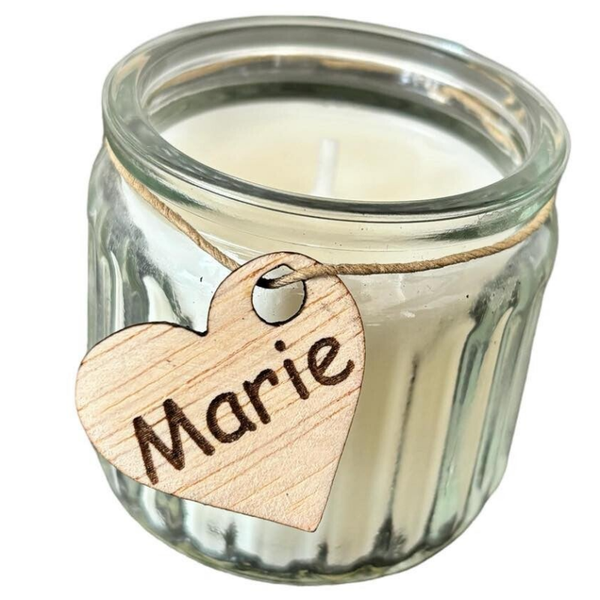 Geurkaars wit met label