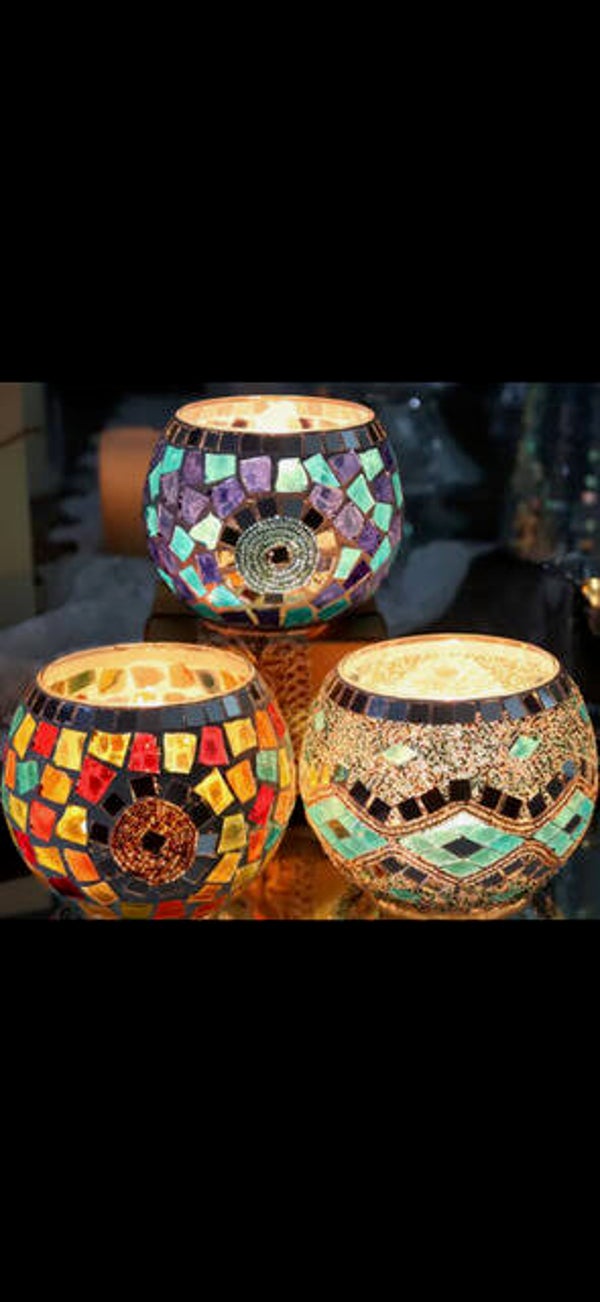 Set van 3 mozaïek kandelaars