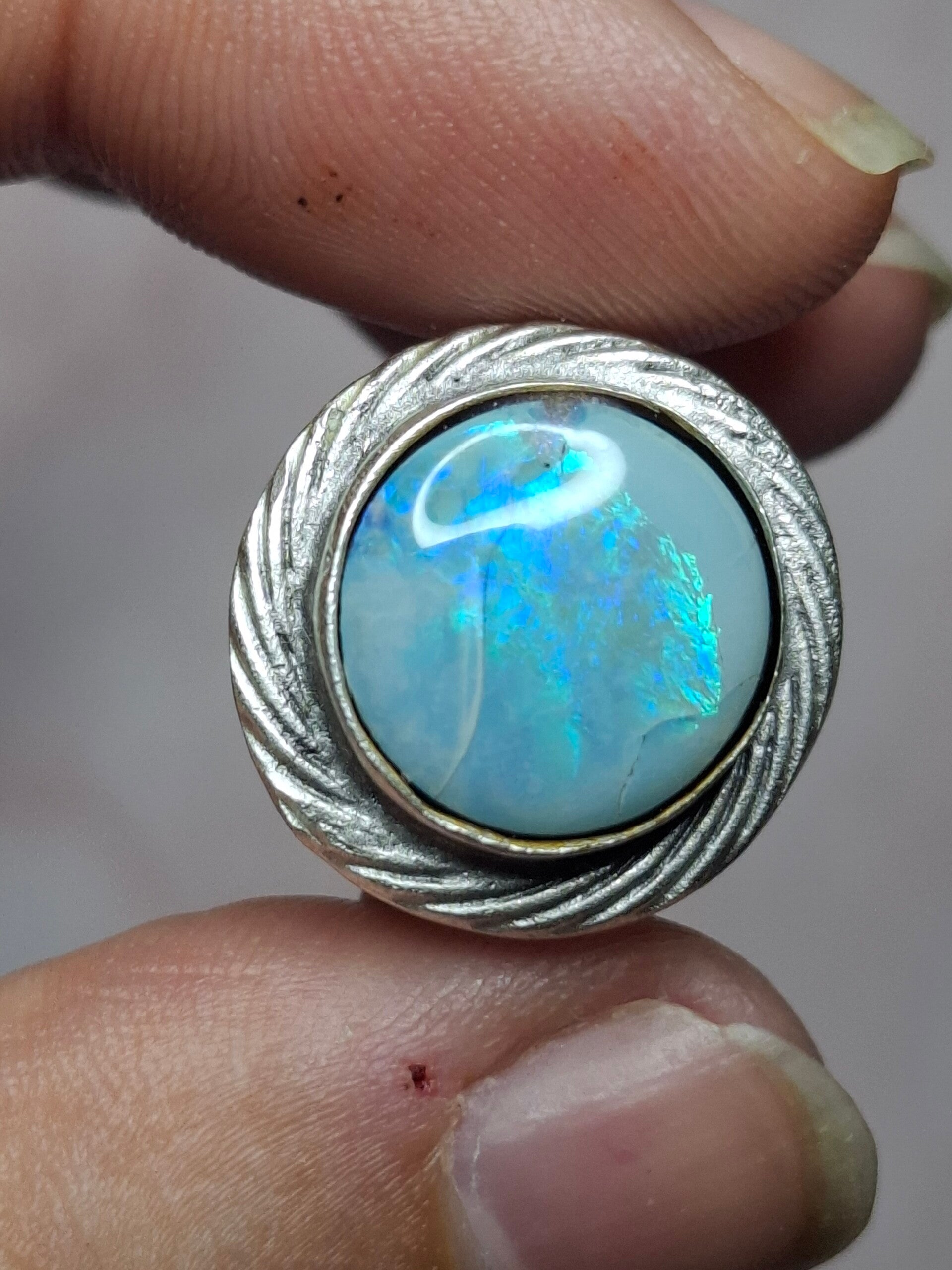 Bague ajustable opale australienne rond 11mm 4,40 carats