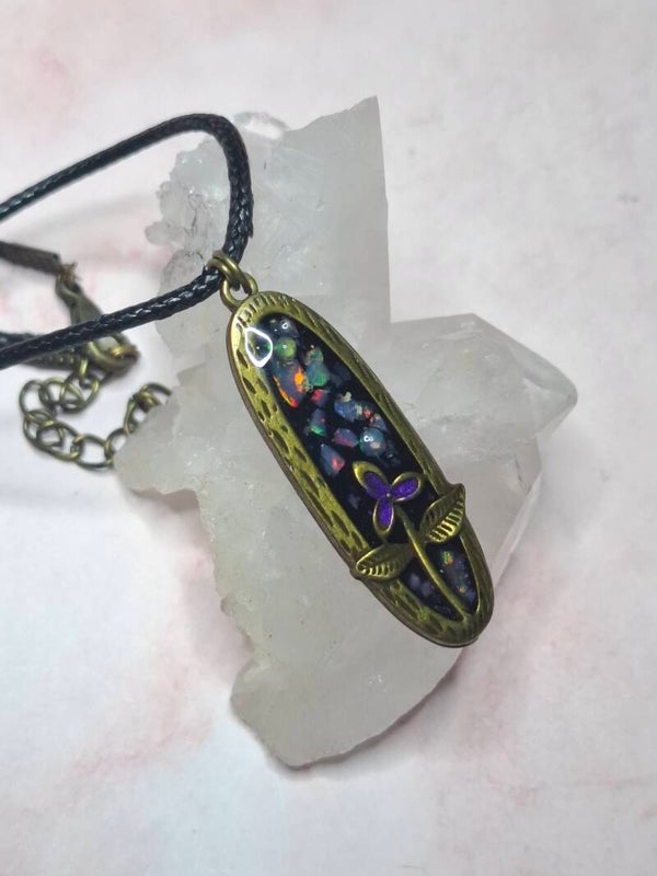 Pendentif eclats opales éthiopiennes