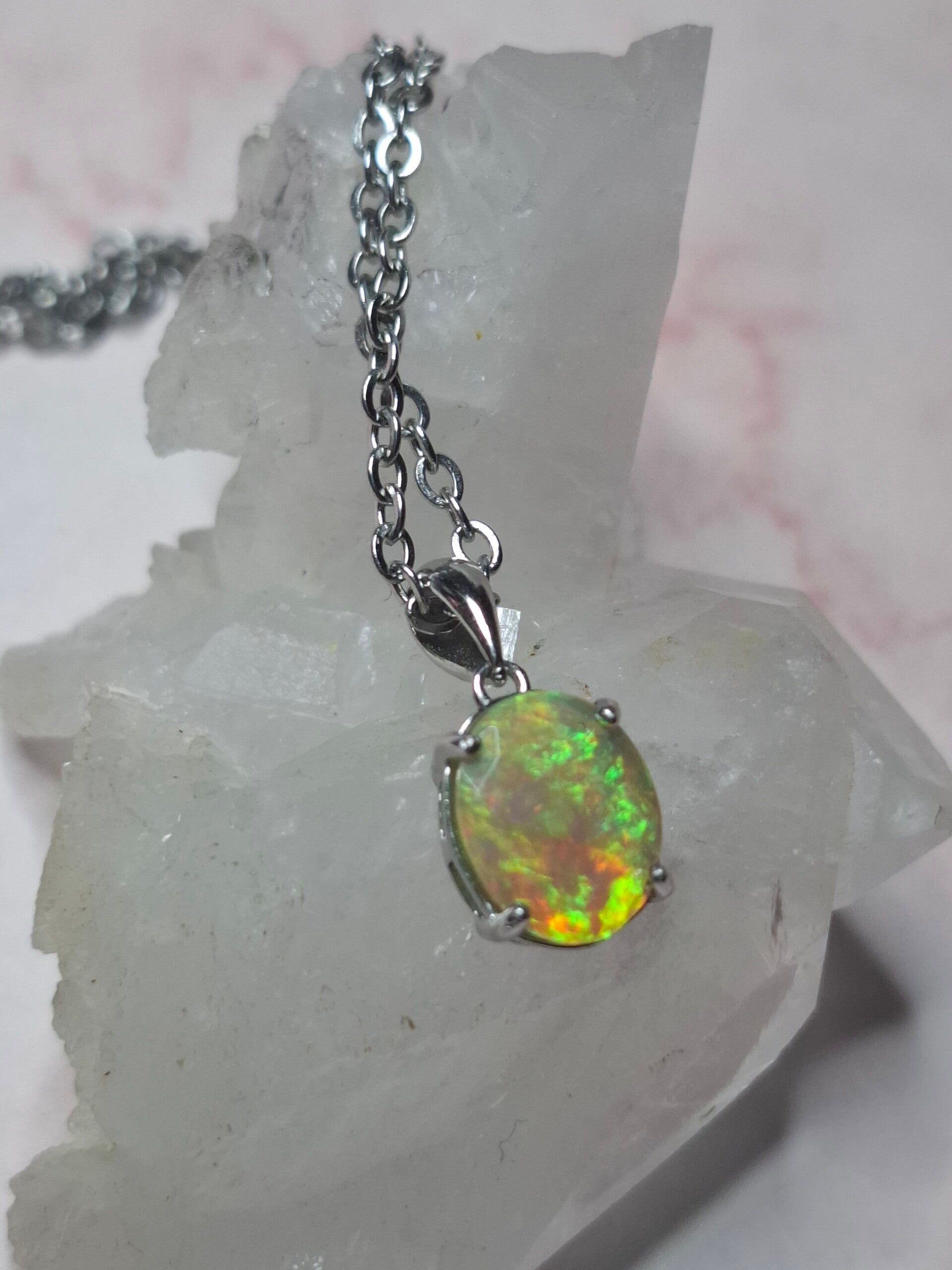 Pendentif s925 opale ambrée éthiopienne