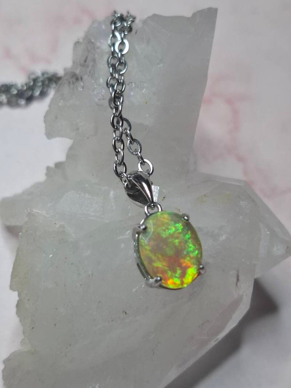 Pendentif s925 opale ambrée éthiopienne