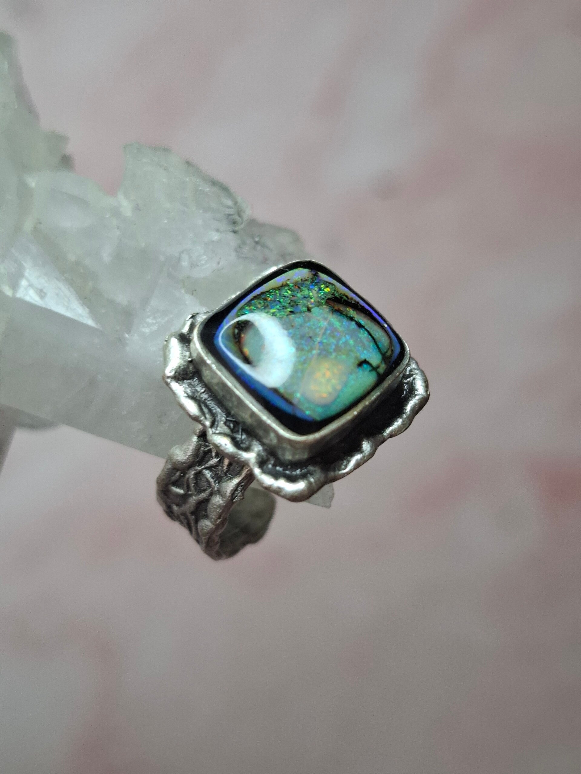 Bague ajustable opale 10mm monarch