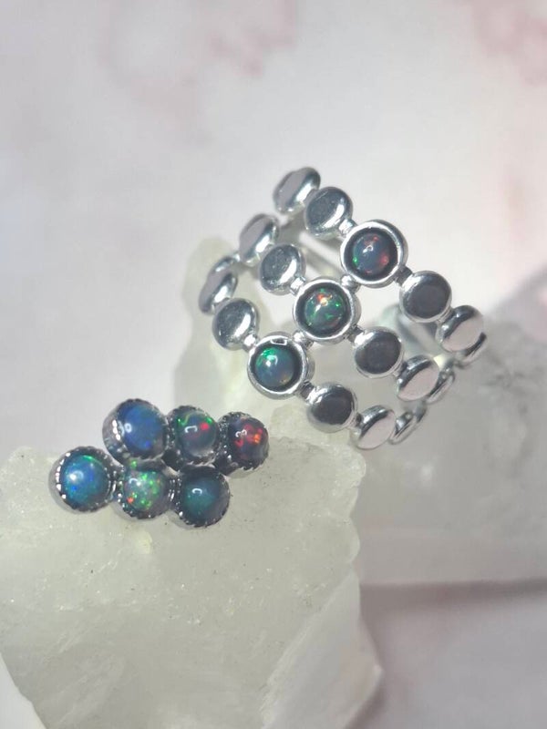 Parure et boucle d'oreilles opales noires Éthiopiennes Véritables