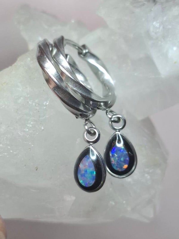 Boucle d'oreille opale australienne véritable